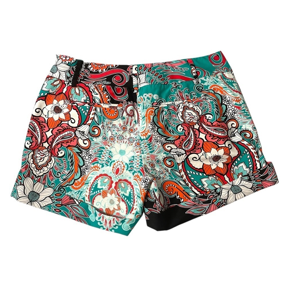 Vibrant Paisley Patterned Aqua and Pink Shorts - Picture 2 of 4
